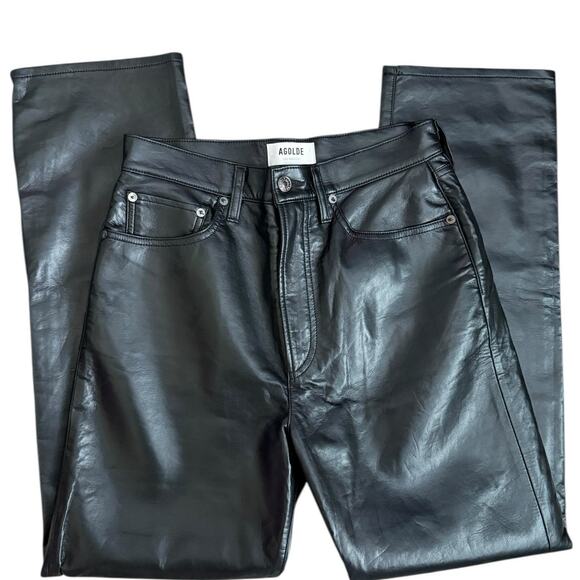 AGOLDE Recycled‎ Leather Fitted 90's Trouser Pants Detox Black Size 27 - Picture 7 of 14